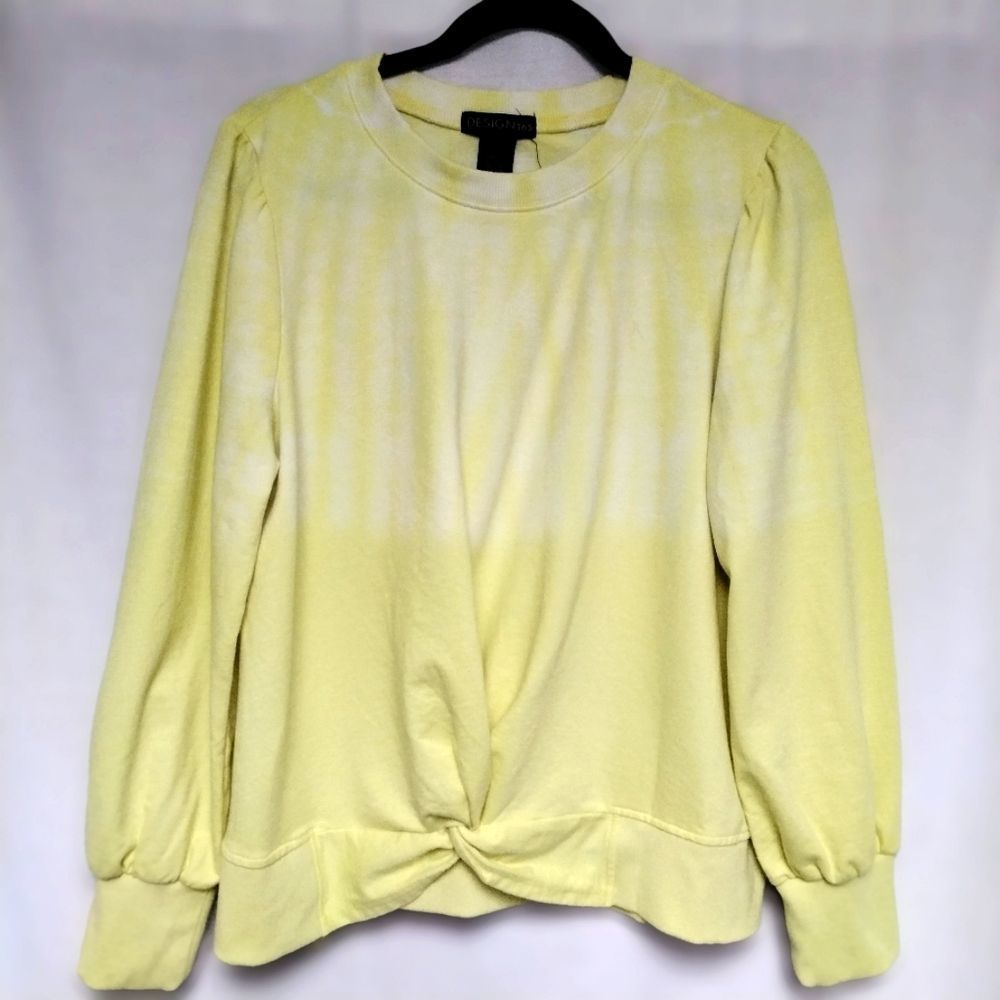 Sweatshirt Yellow Tie Dye Faux Tie Wrap Front By Design 365 Sz Large Activewear